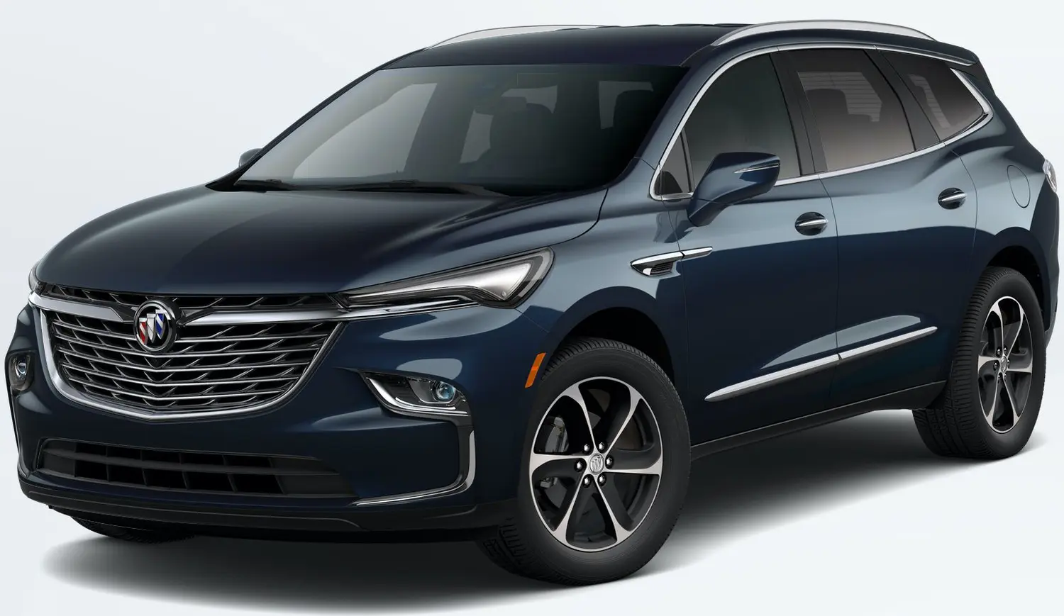 طراحی بیرونی Buick Enclave با رنگ آبی عمیق و چراغ‌های LED پیشرفته