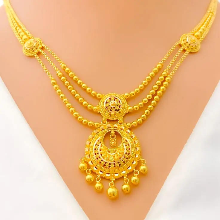 نمونه گردنبند طلای زنانه با طراحی لوله‌ای و ساده