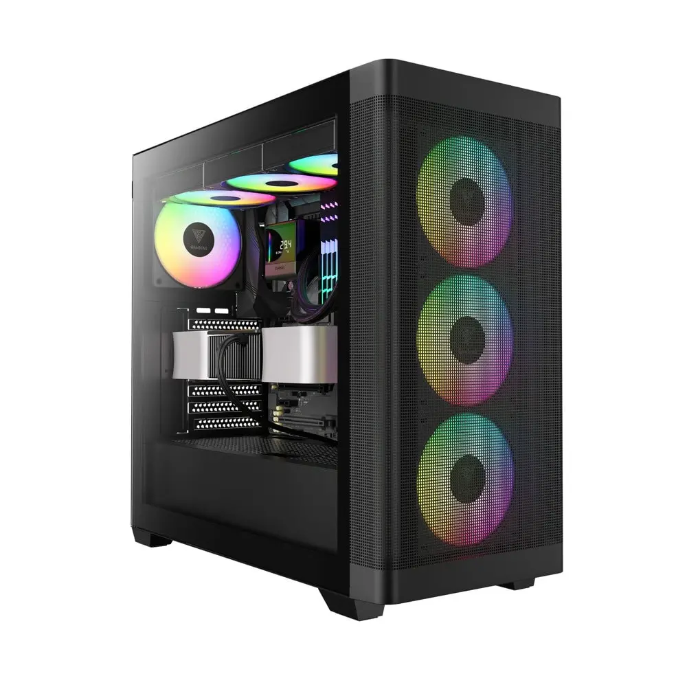 کیس گیمینگ با طراحی مدرن و نورپردازی LED