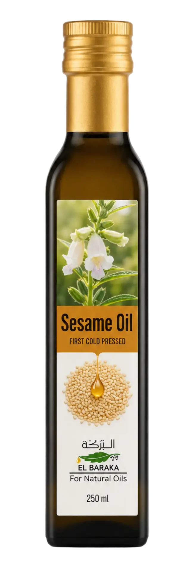 روغن کنجد در ظرف شیشه‌ای با بوی مطبوع