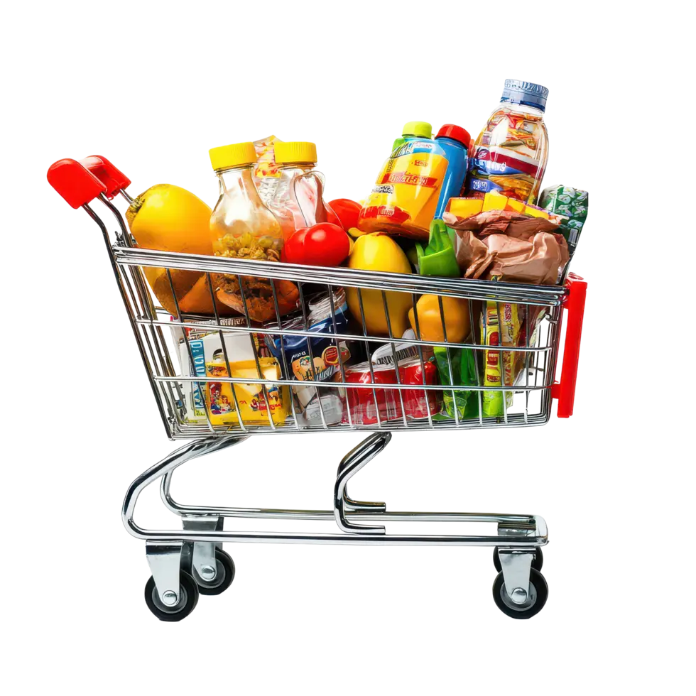 صندوق فروشگاهی پر از کالای اساسی