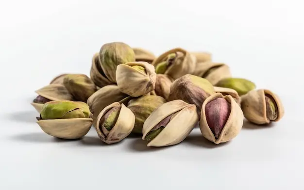 پسته احمدآقایی بدون پوسته در زمینه سفید