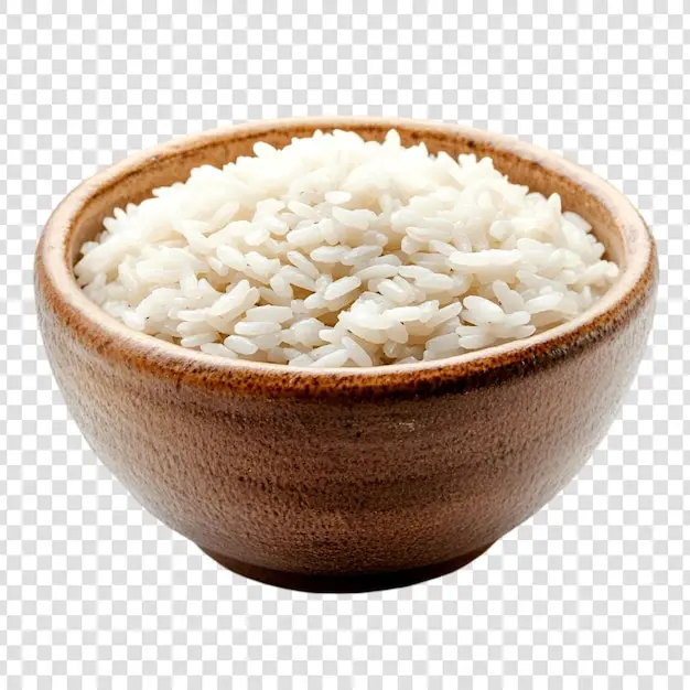 برنج هاشمی پخته شده در کاسه چوبی