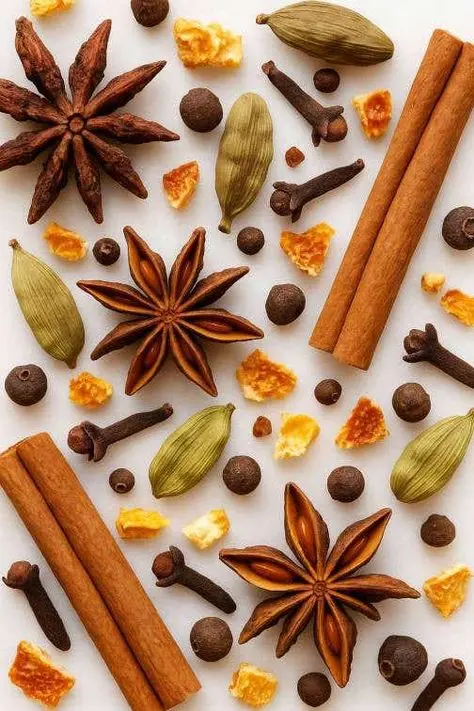 ادویه‌های خشک و تازه در کنار یکدیگر