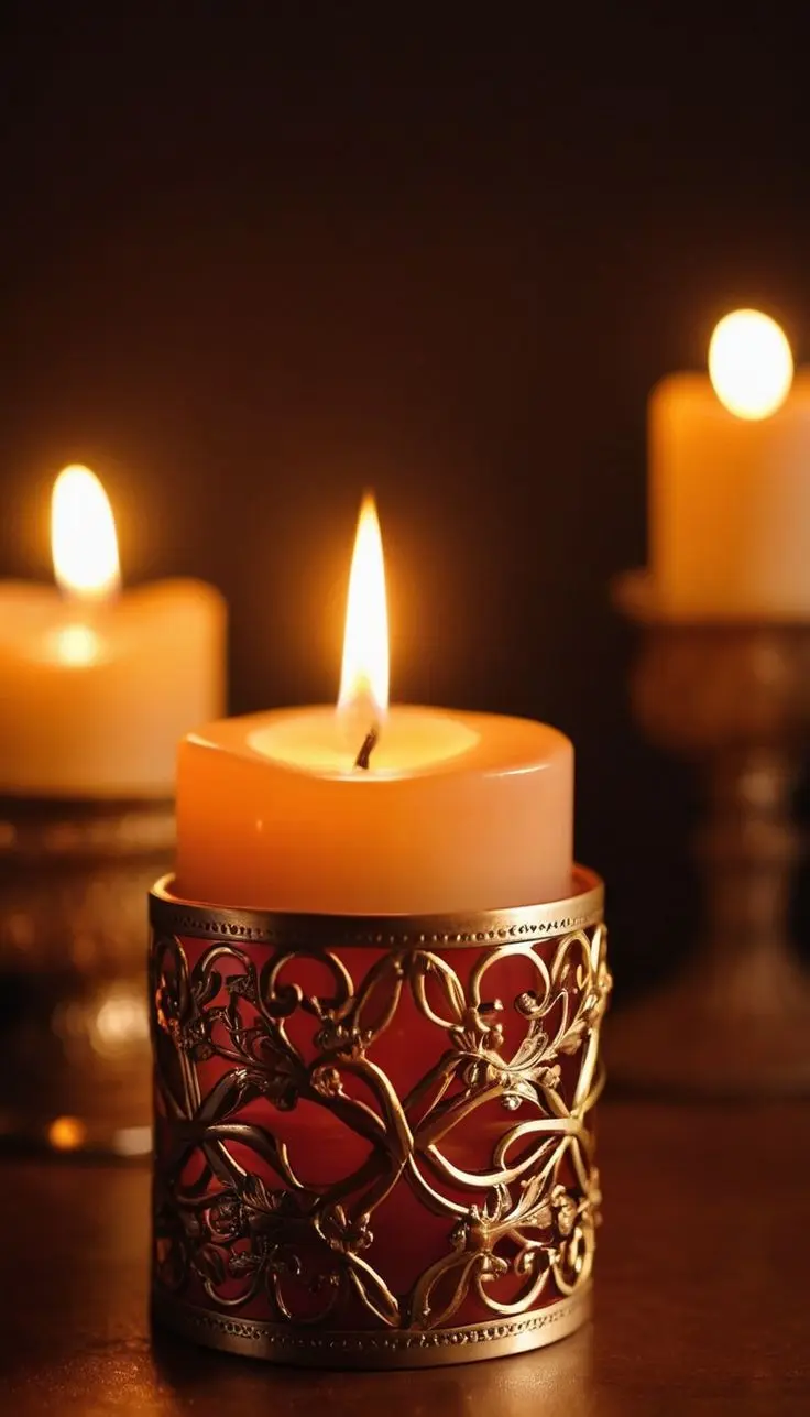 شمع‌های معطر مختلف در یک سبد چوبی
