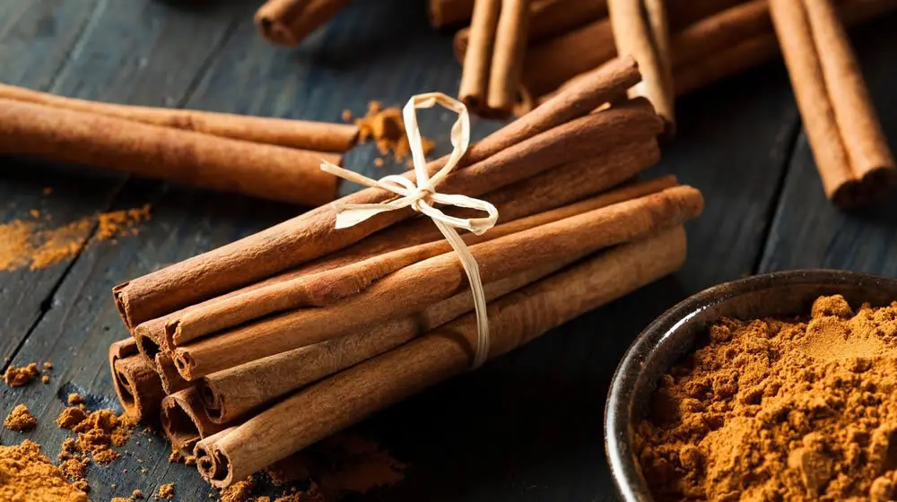 پودر دارچین در ظرف شیشه‌ای