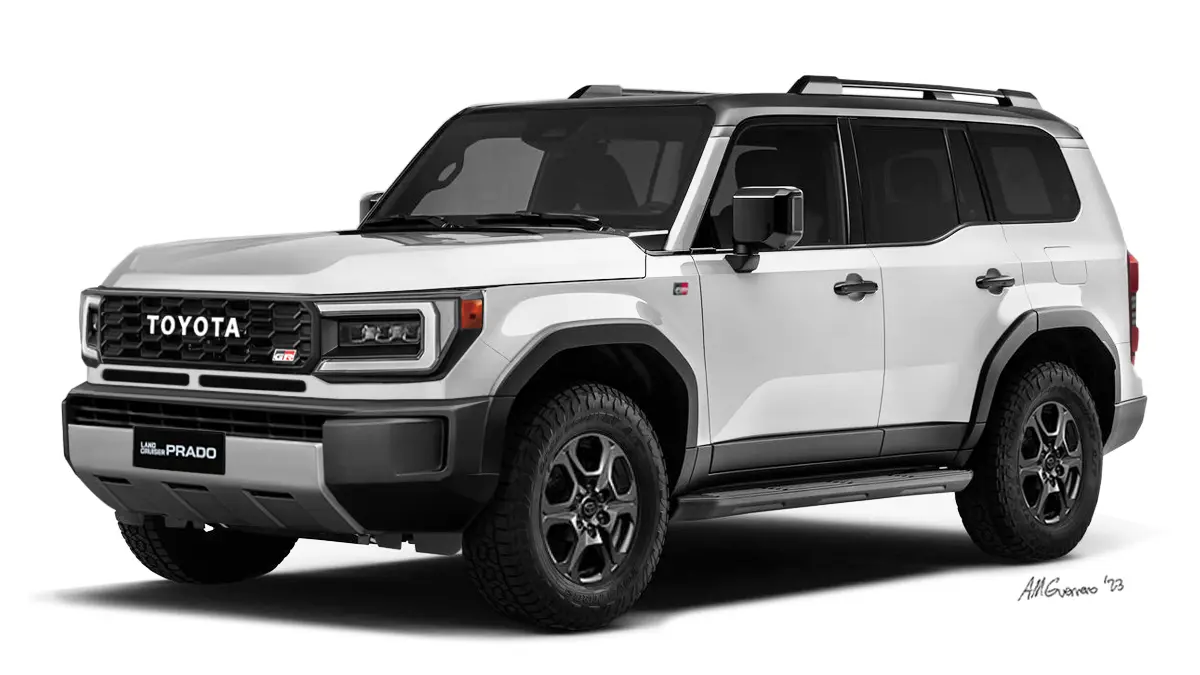 نمای جلو یک Toyota Land Cruiser با چراغهای قوی و گریل بزرگ برای عبور از شرایط سخت