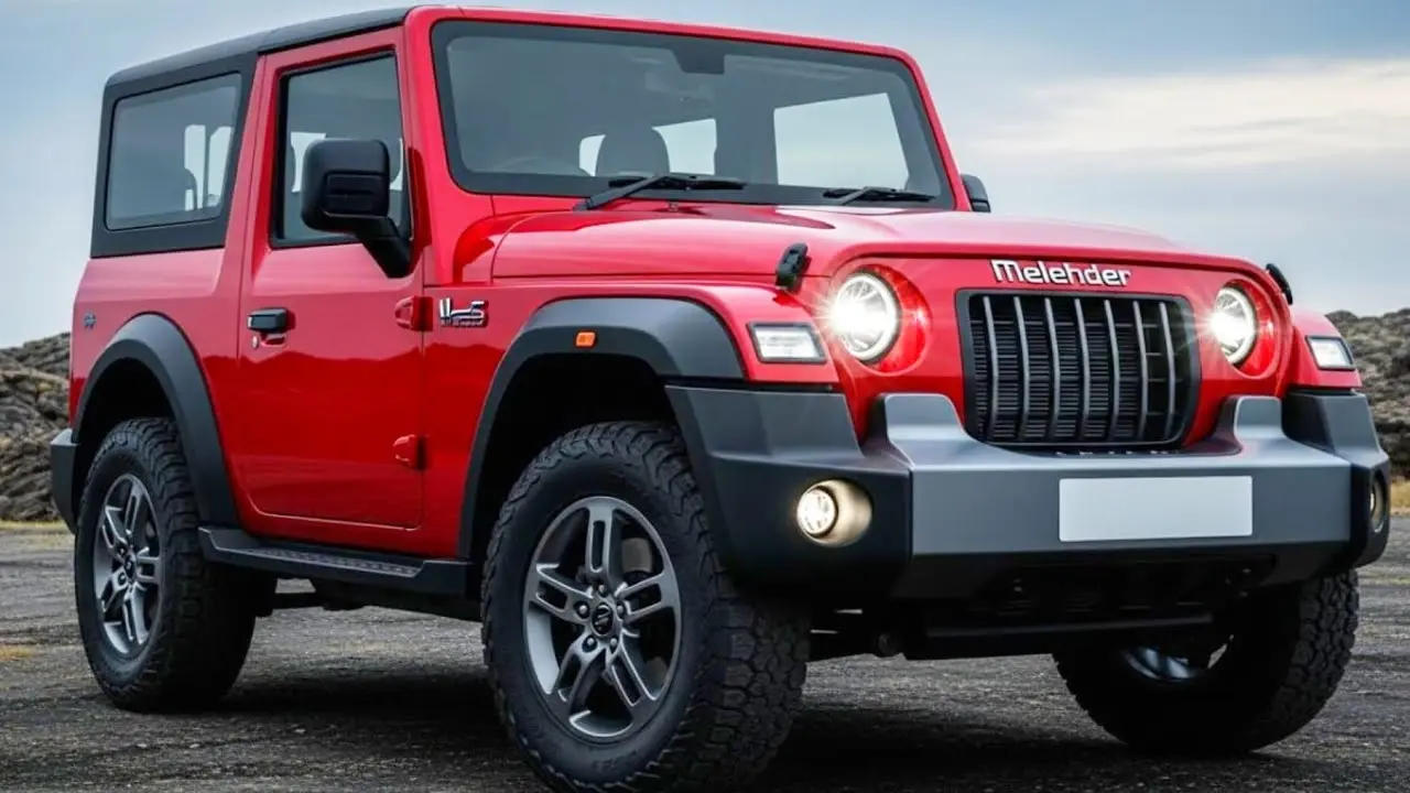 ماشین آفرود Mahindra Thar در مسیر خارج از جاده با طراحی خاص و بدنه مقاوم