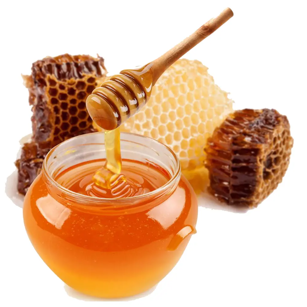 عسل طبیعی در ظرف شیشه‌ای با بافت غلیظ و رنگ طبیعی