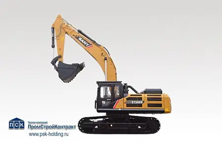 بیل مکانیکی SANY SY500H در حال عملیات خاکبری در یک پروژه بزرگ