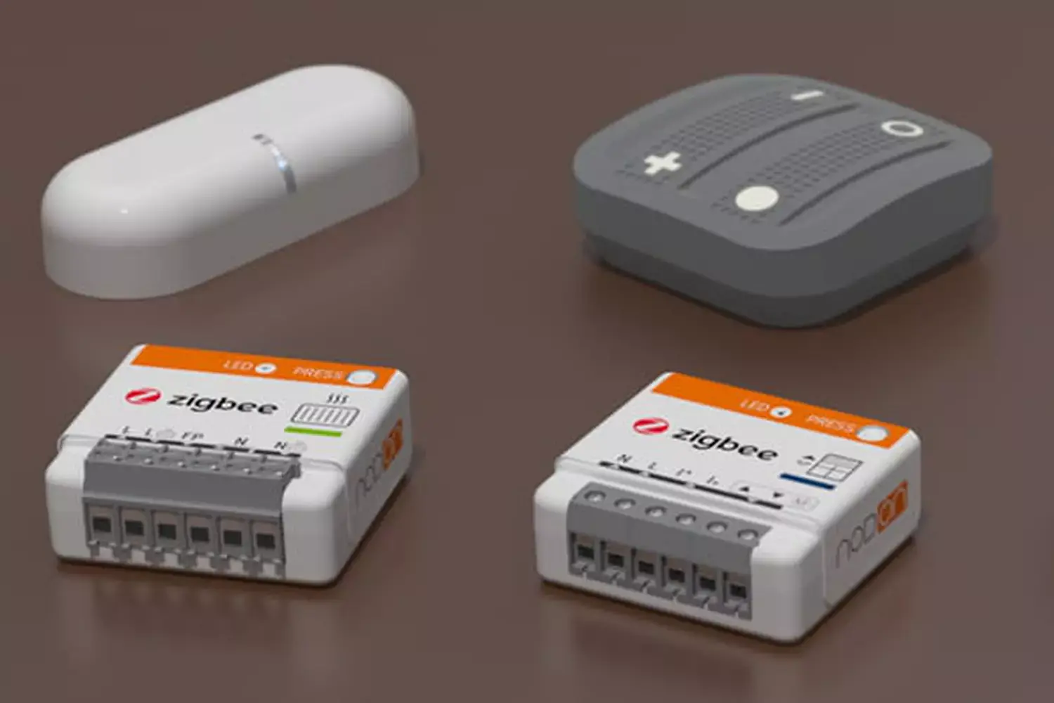 نمونه‌ای از دستگاه‌های هوشمند مبتنی بر Zigbee مانند ترموستات و حسگرهای مختلف