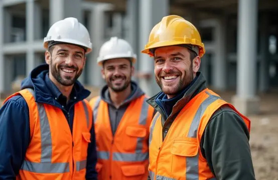 کارگر ساختمانی در حال بررسی نقشه‌های فنی و برنامه‌ریزی پروژه