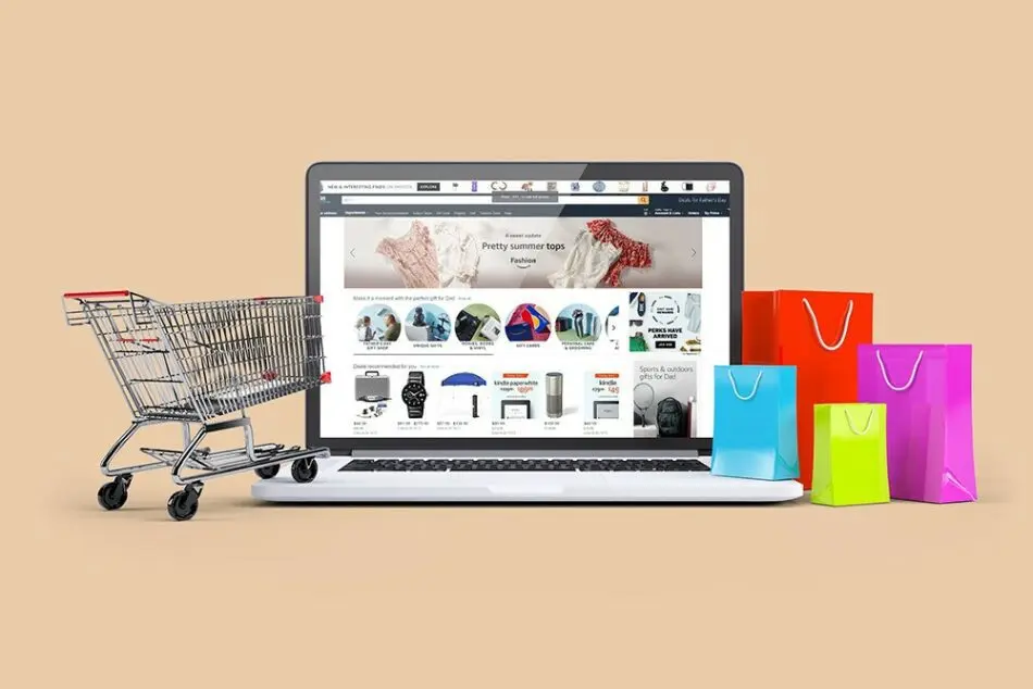نمونه طراحی سایت فروشگاهی با سبد خرید و کیسههای خرید