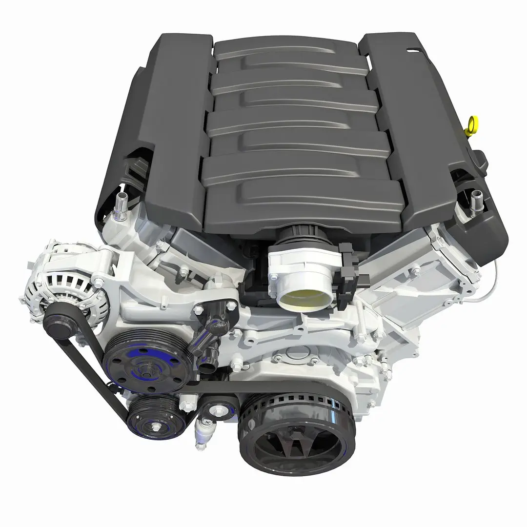 نمونه‌ای از موتور V8 مدرن با نمایش سیستم‌های پیشرفته احتراق و خنک‌کننده