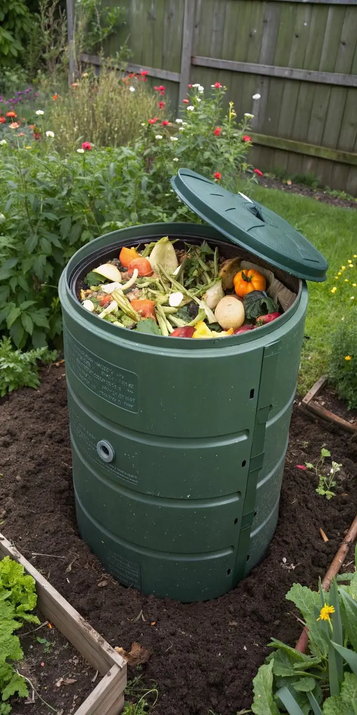 سطل کمپوست پلاستیکی با سیستم تهویه برای استفاده خانگی