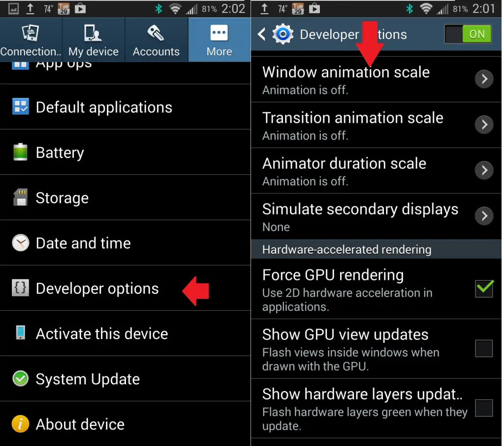 نمایش بخش Developer Options در تنظیمات گوشی اندرویدی