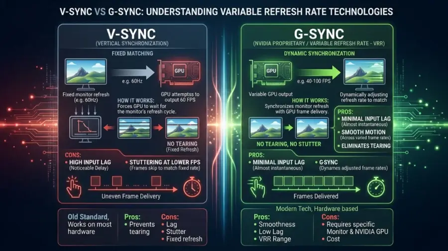 مقایسه بین V-Sync و G-Sync در کاهش تأخیر ورودی