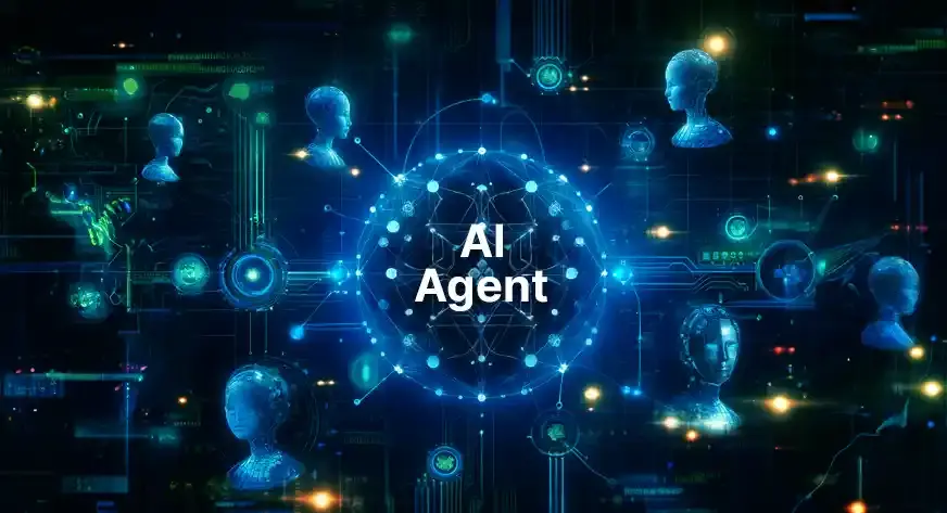 نمونه‌ای از یک AI Agent در محیط کاری که با داده‌ها و سیستم‌های مختلف تعامل دارد