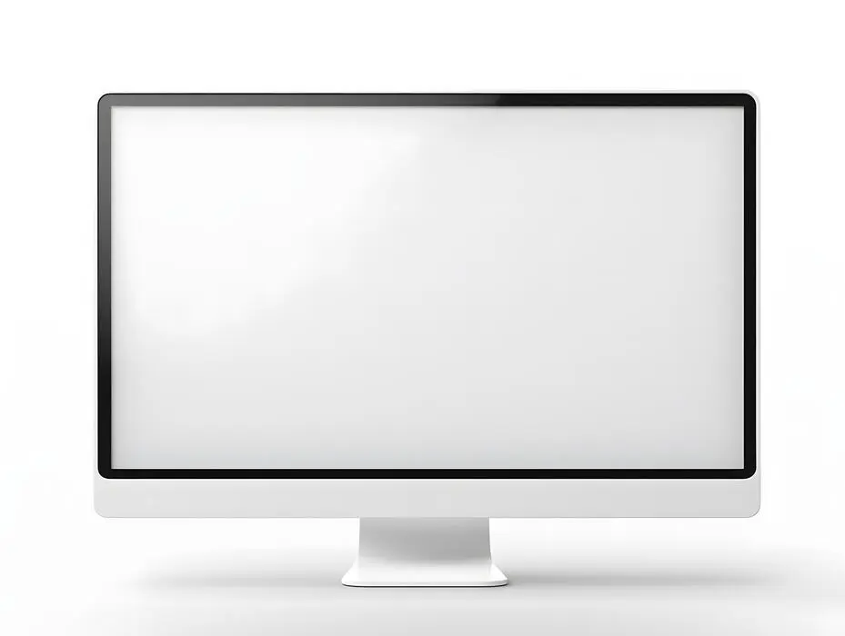 مانیتوری سفید با صفحه نمایش خالی که نشان‌دهنده مشکل عدم نمایش تصویر است