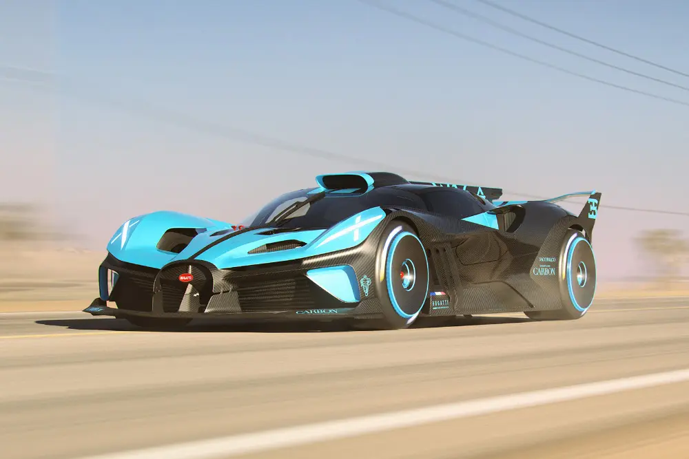 ماشین مسابقه‌ای Bugatti Bolide با طراحی ویژه برای مسابقات و سرعت بالا