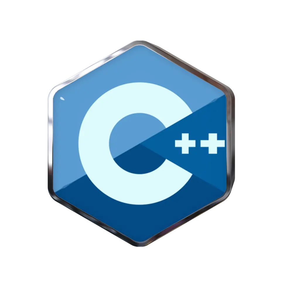 نماد سه‌بعدی زبان برنامه‌نویسی C++ با طراحی مدرن و گرافیکی
