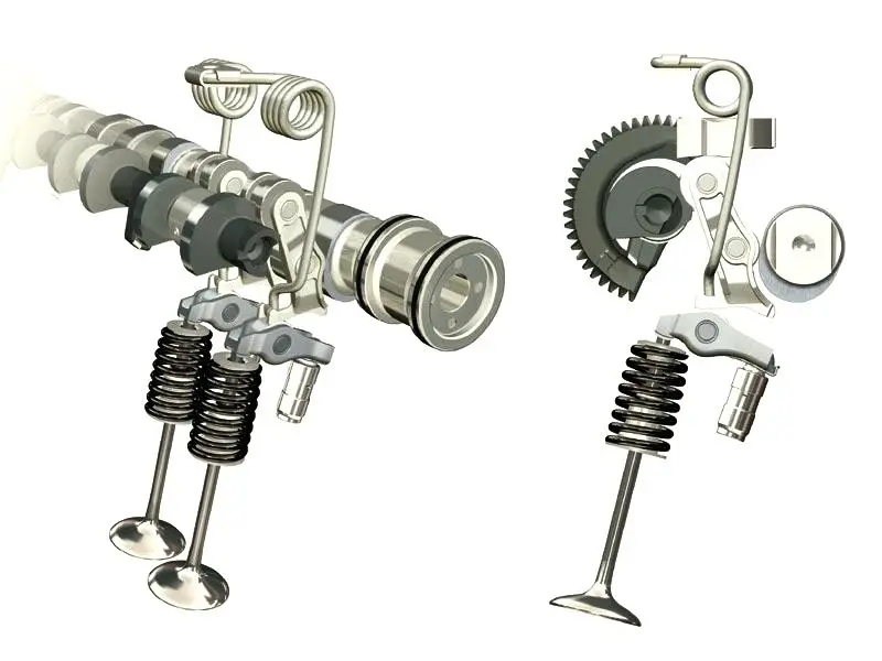مکانیزم داخلی سیستم Valvetronic با اکسنتریک متغیر و سوپاپهای کنترل شده الکترونیکی