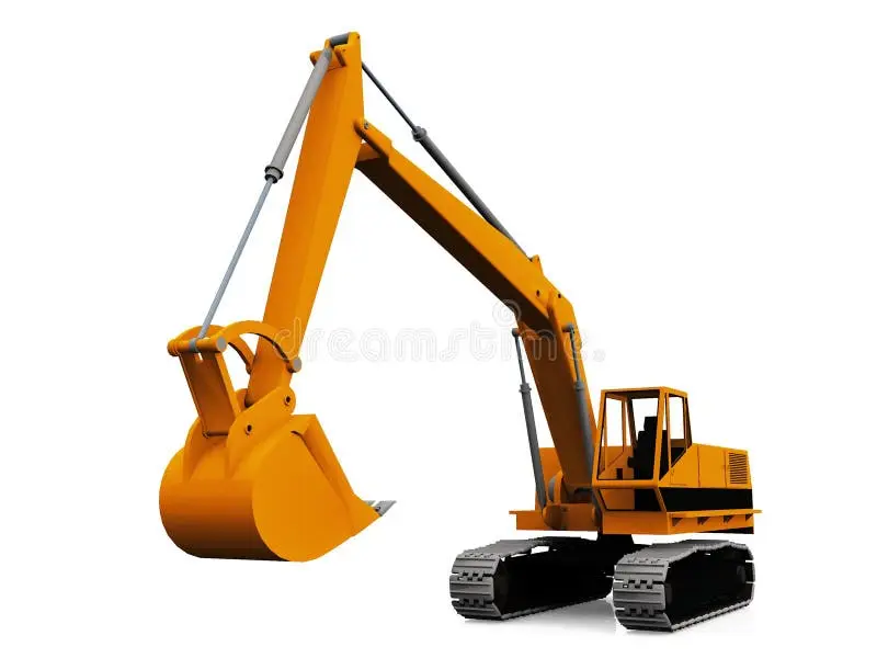 بیل مکانیکی در حال عملیات حفر و کنده‌کاری در یک سایت ساختمانی