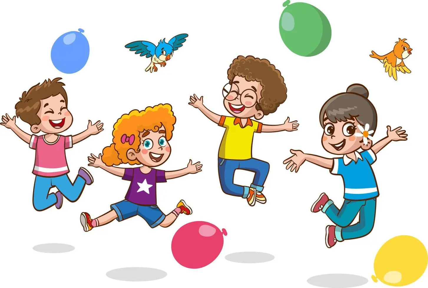 بچه‌های خوشحال در حال بازی و رقصیدن