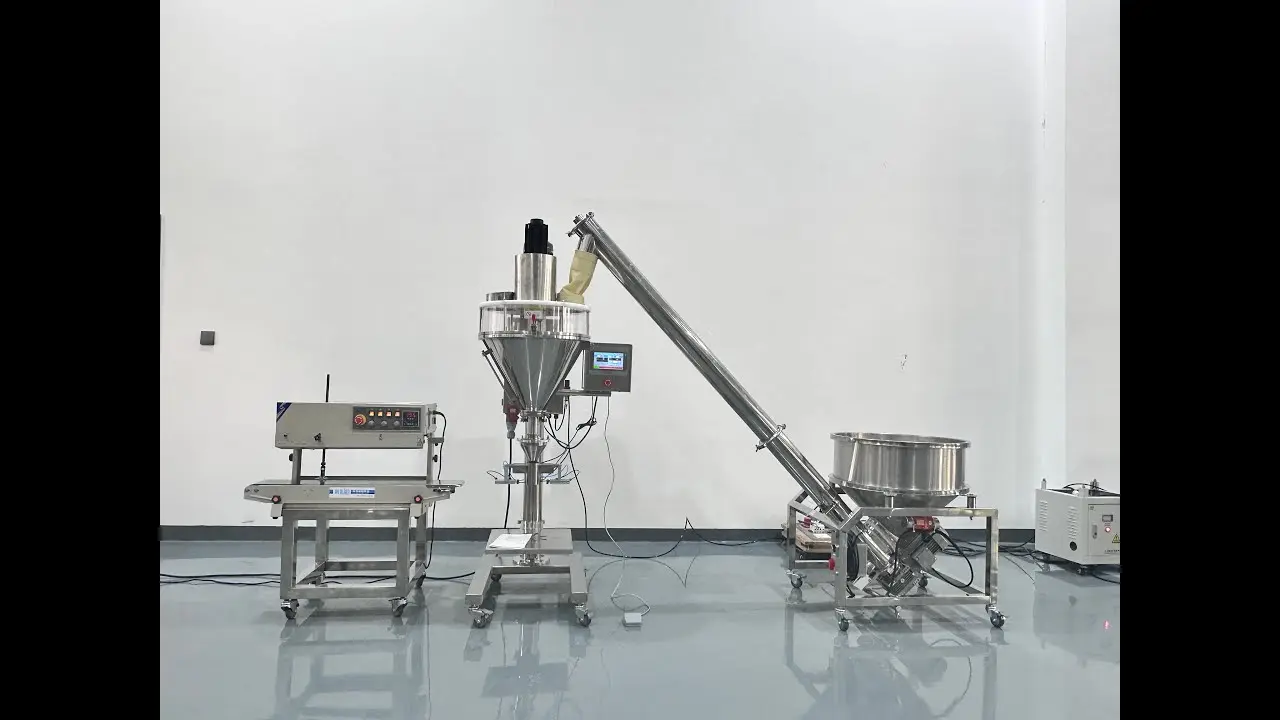 دستگاه پرکن پودری مدرن با سیستم کنترل الکترونیکی برای افزایش دقت و سرعت تولید