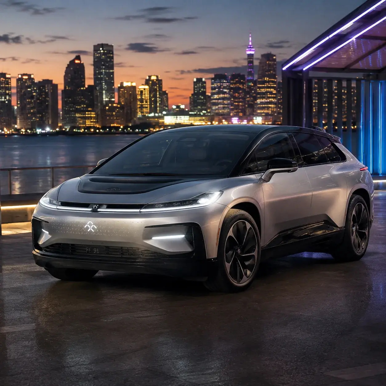 طراحی بیرونی FF 91 با خطوط تیز و منحنی‌های عضلانی