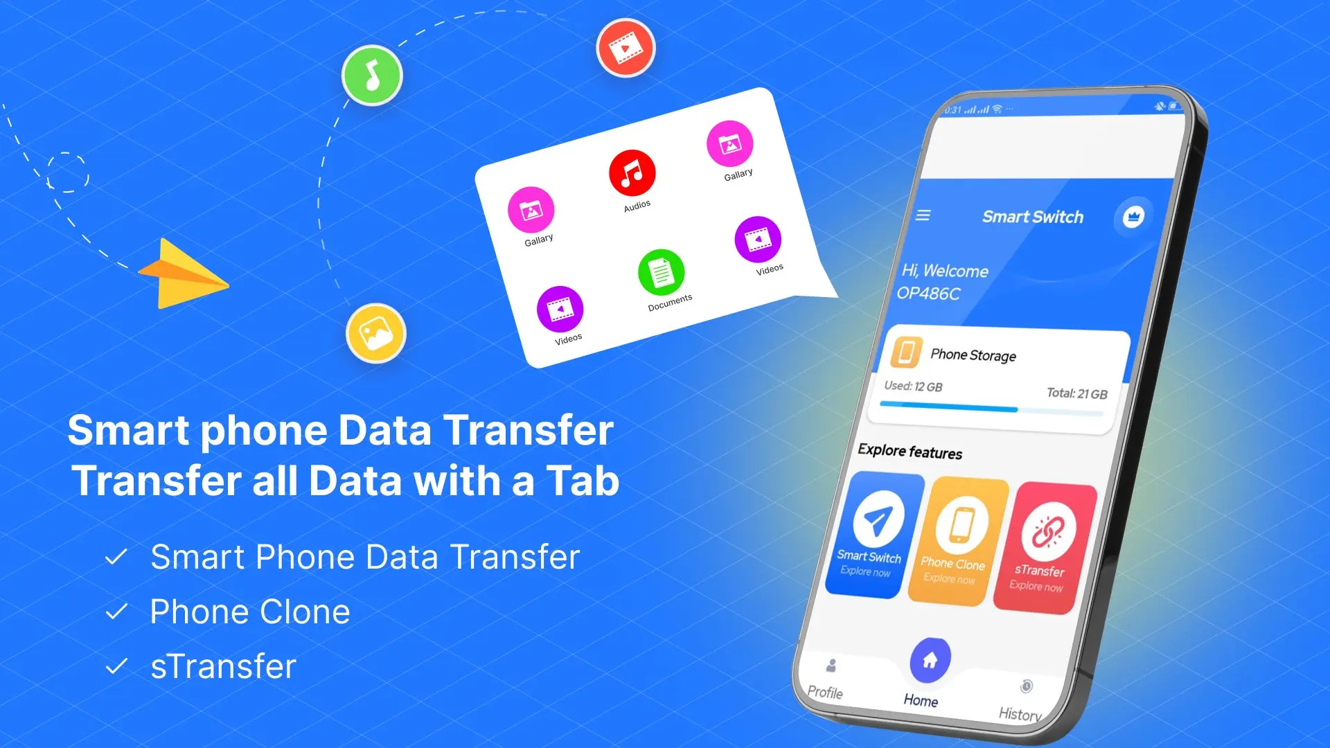 کابل USB متصل به گوشی اندروید برای انتقال داده‌ها