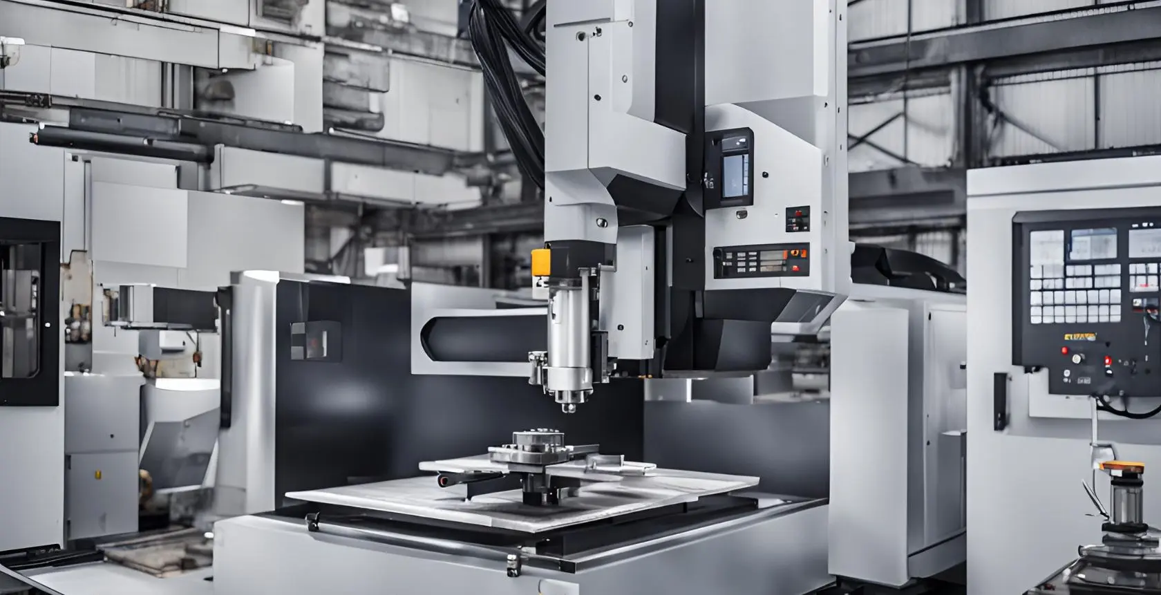دستگاه CNC در حال کار بر روی قطعه فلزی با دقت بالا