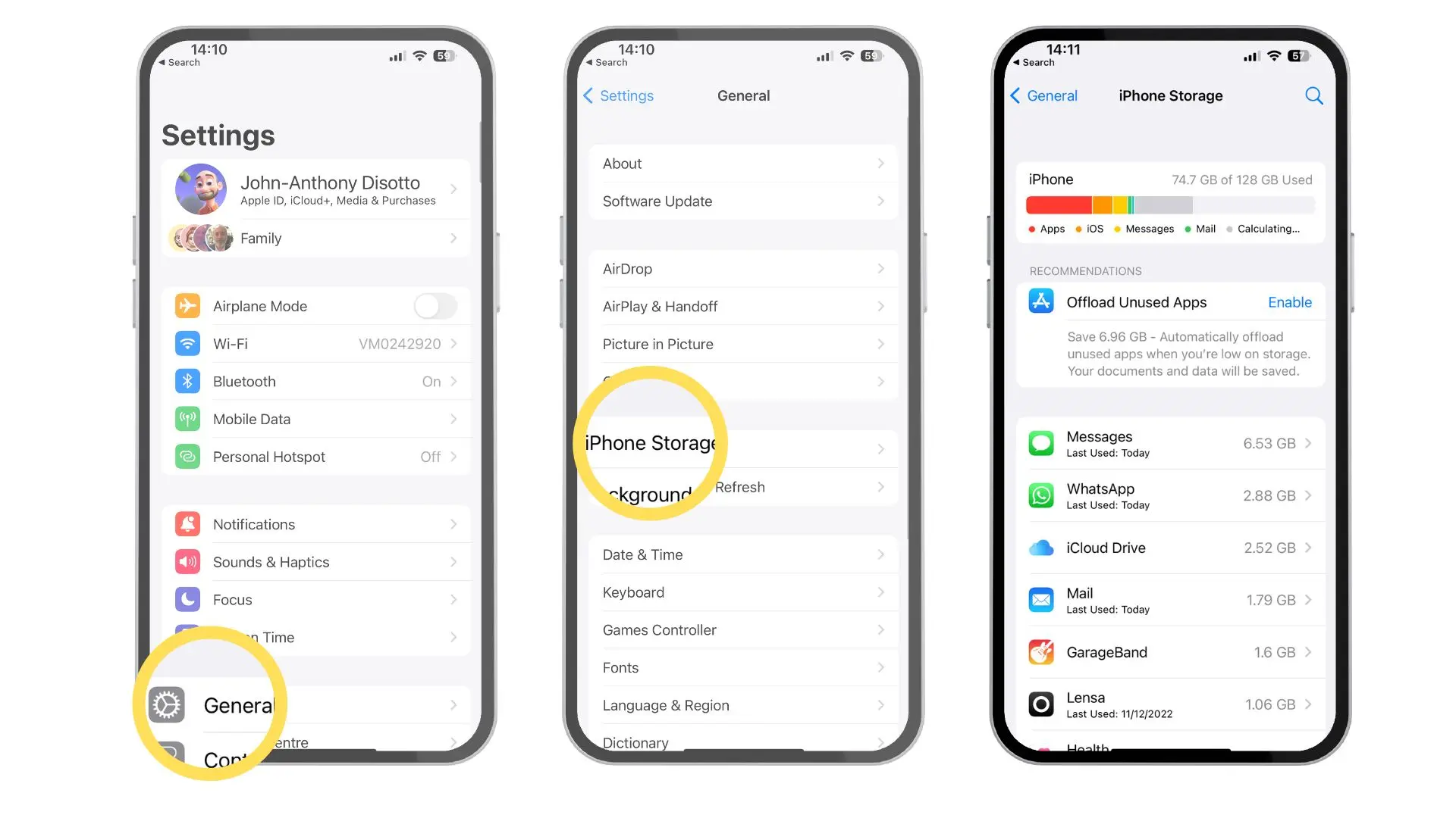 نمایش لیست برنامه‌های نصب شده در آیفون و حجم مصرفی هر برنامه